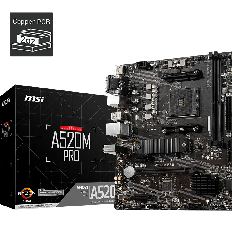 Mainboard MSI A520M-A PRO AM4 DDR4 M.2 Micro-ATX