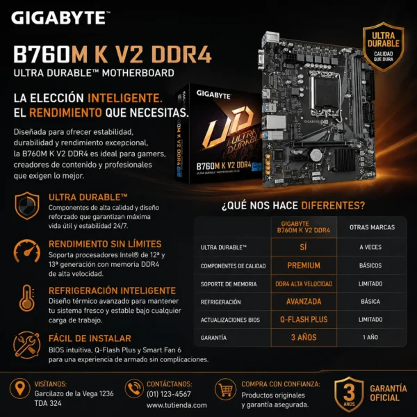 MAINBOARD GIGABYTE B760M-K-V2 DDR4 LGA 1700 MATX V/S/L