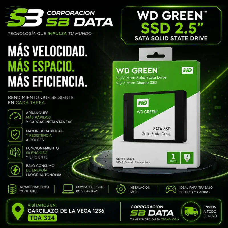 SSD WD Green 1TB SATA III 2.5″ WDS100T3G0A