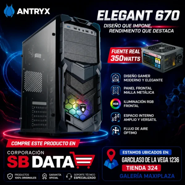 Case Antryx Elegant 670 con fuente 350W AC-E670P-350CP