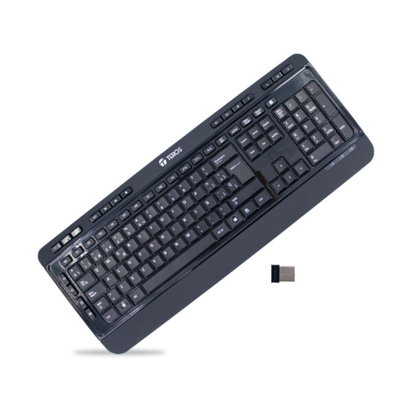 TECLADO TEROS INALAMBRICO TE-4064CS BLACK 2.4GHZ. 10MTS DISTANCIA